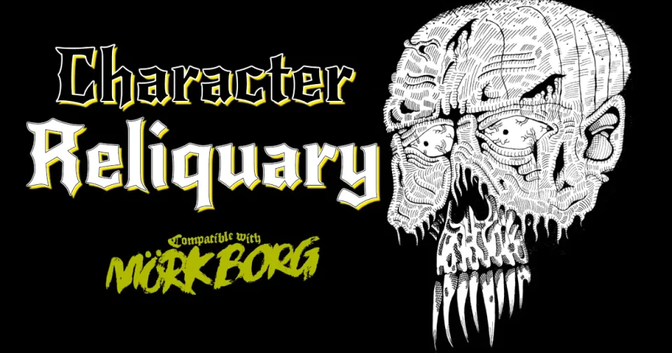 Banner Image for the character reliquary app with a skull art decoration.